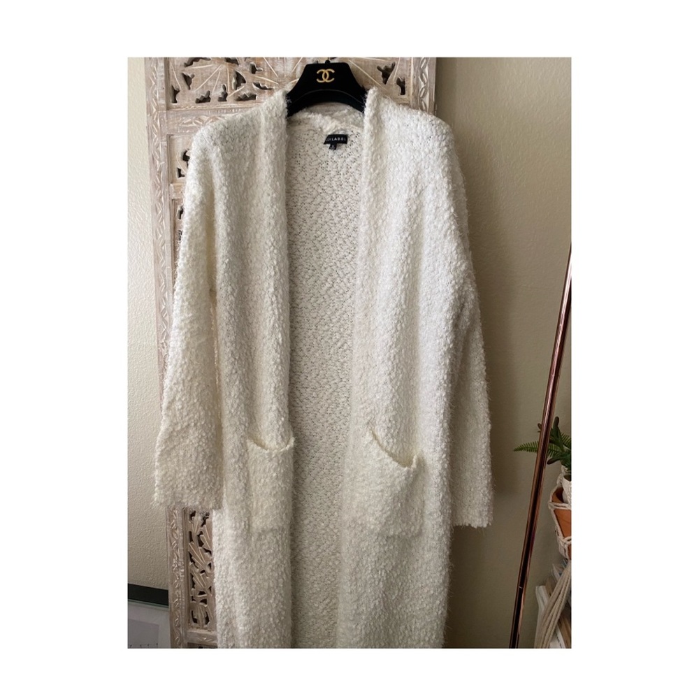 JLUX LABEL teddy white long duster cardigan